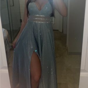 Light blue sparkly prom dress